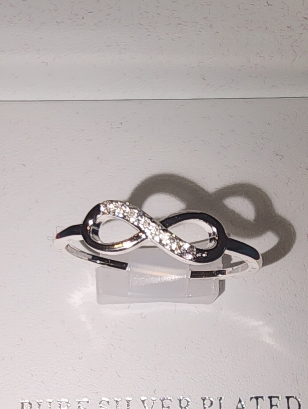 Sterling Silverplated  Infinity Ring with Clear Cubic Zirconia - Silver